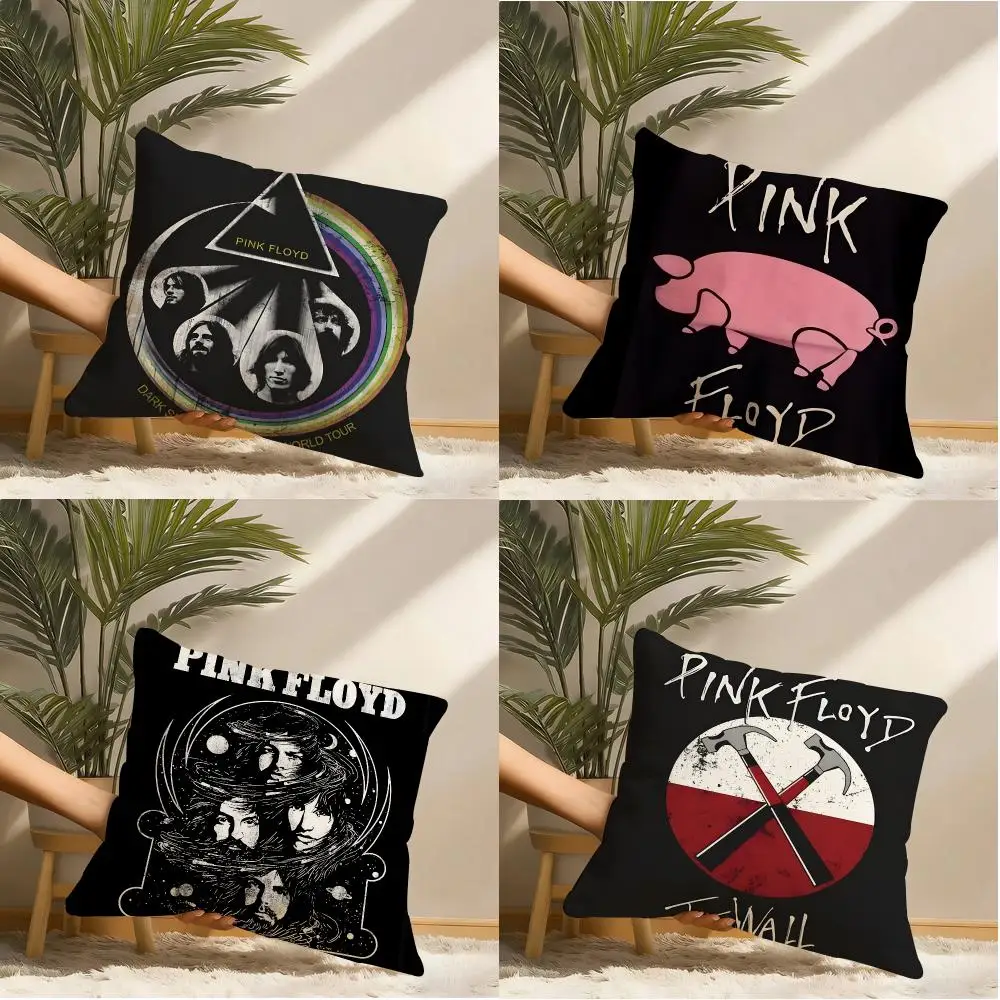 P-Pink F-Floyd Cushion Cover Natural Linen Organic Fabric Double-Sided Printing Sofa Home Decor Gift Pillow Cover