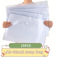 15pcs A3 Transparent Folder Clips, Thickened PP Art Bags, 8K Sketch Paper Album Pouches, Waterproof Document Organizer Bags