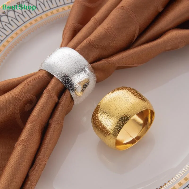 ✔Hammered Metal Napkin Rings Gold Silver Plated Napkin Holders for Wedding Party Dinner Table Decor