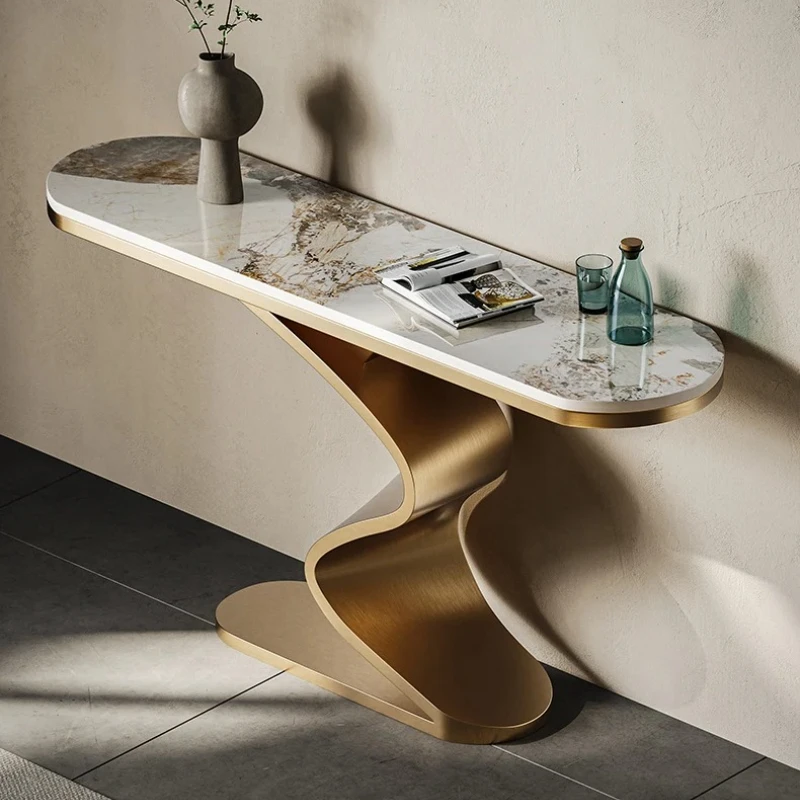 Mesa consola de TV para porche, muebles blindados de esquina de almacenamiento, juegos de habitación, porche clásico de Metal, muebles dorados para sala de estar y pasillo