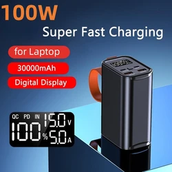 Power Bank 30000mAh zewnętrzna bateria 100W szybkie ładowanie do iPhone 14 Xiaomi Huawei Laptop Poverbank zapasowa bateria