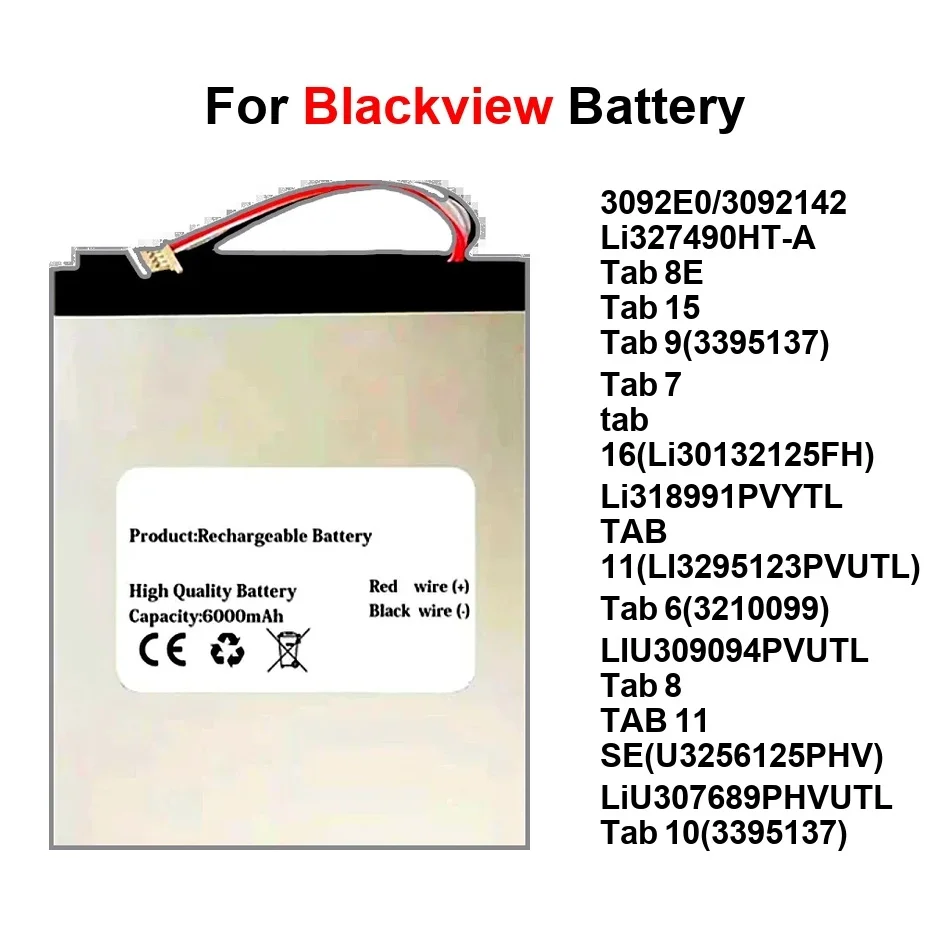 

Tablet Battery High-Capacity Liu307689phvutl 5580-12800Mah For Blackview Tab 6 7 8 8E 9 10 10.1 11 12 13 15 16 18 90 Pro