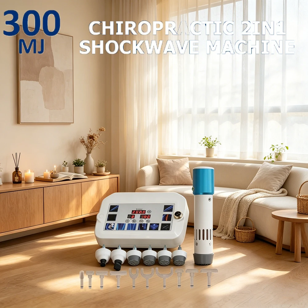 300MJ Shockwave Therapy Machine ED Treatment Sport Injury Relieve Muscle Stiffness 2 IN 1 Chiropractic Correction Massager