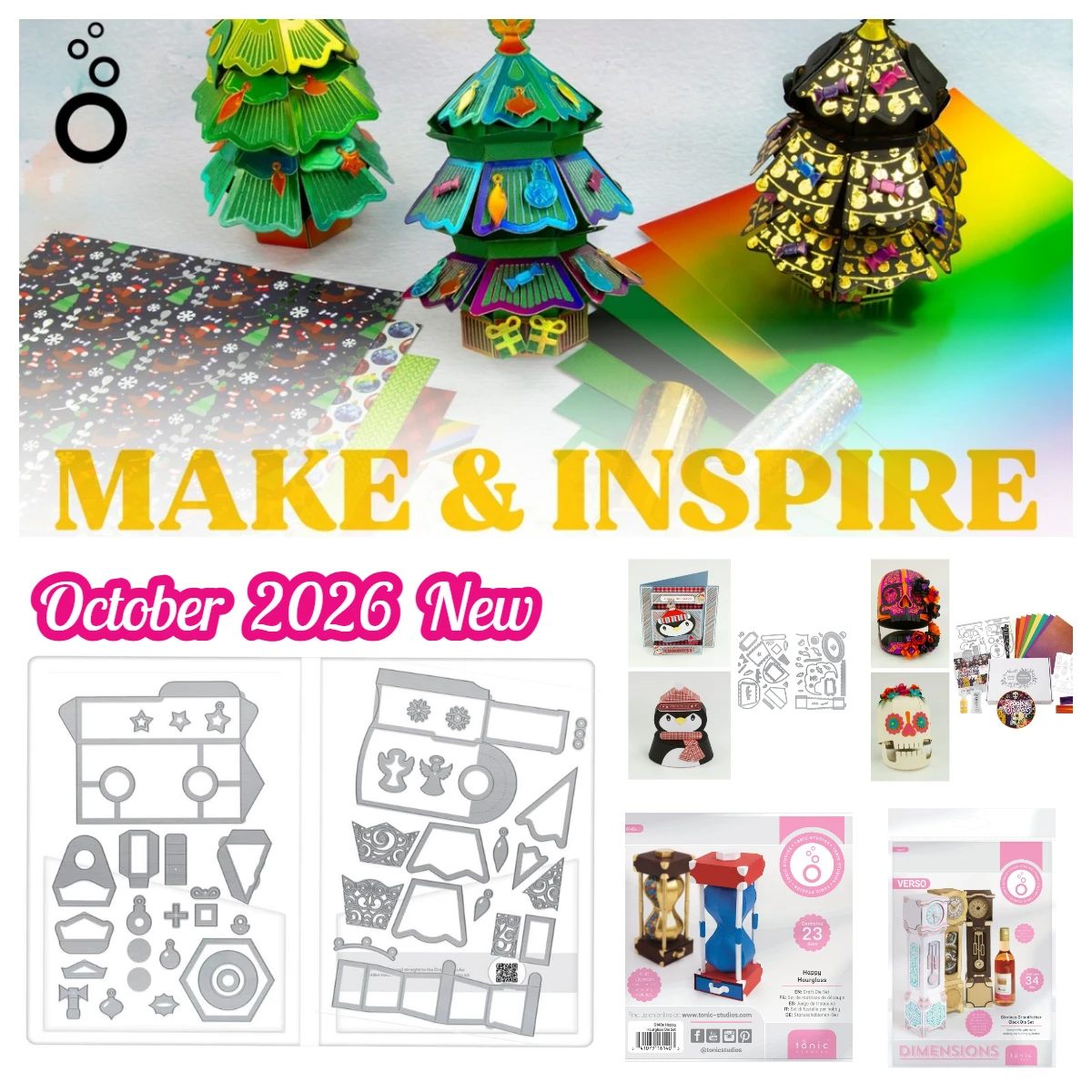 September 2026 New Tonic Santa's Sweet Tree North Pole Pals Sugar Skull /Glorious Grandfather Clock Gift Box for Card Scrapbook