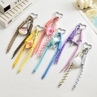 Lovely Ocean Theme Braided Rope Keychain for Women Girls Handmade Conch Shell Dolphin Charm Key Ring Backpack Bag Wallet Decor
