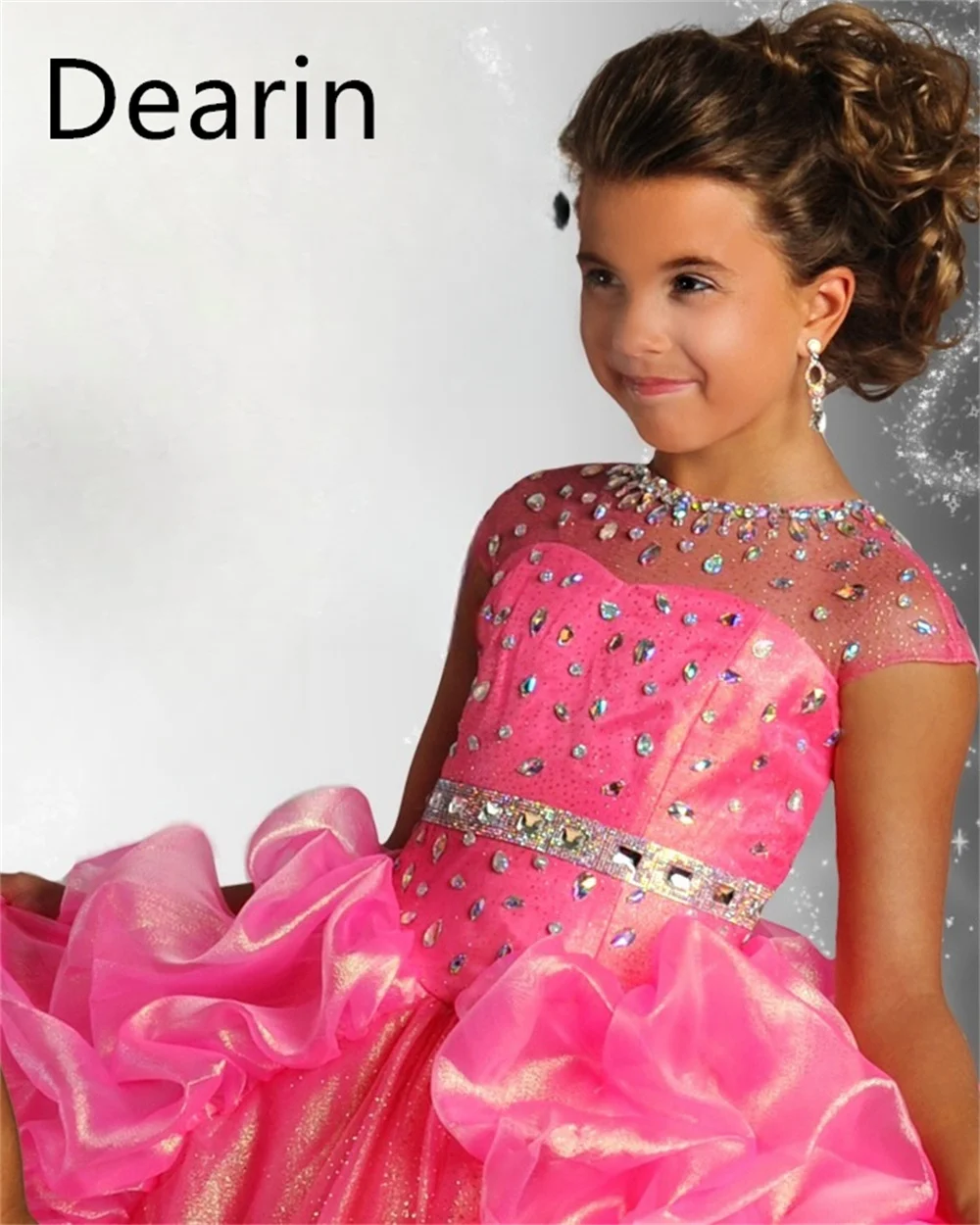 Customized Dearin Scoop Neckline Ball Gown Floor Length Skirts Flower Girl Dresses