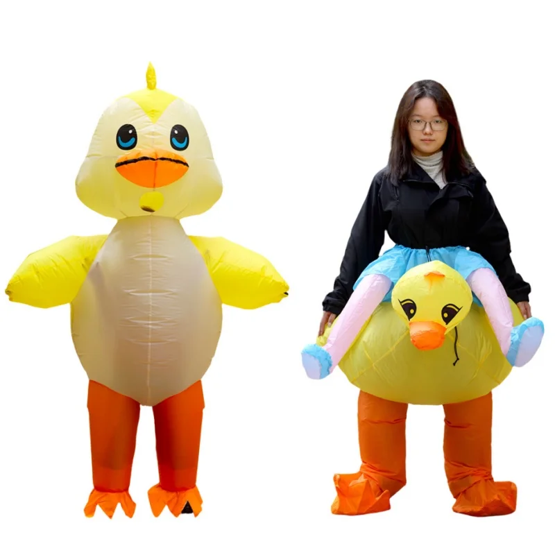 

Cute duck standing inflatable costume, adult cartoon doll costume, party building, funny acting costume