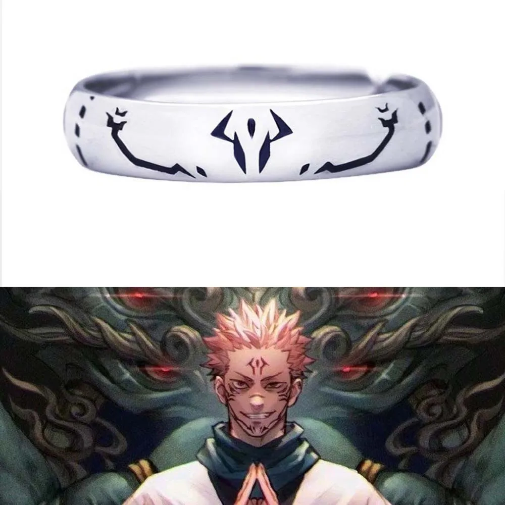 Anime Jujutsu Kaisen Ryomen Sukuna Itadori Yuji Ring Cosplay Metal Opening Adjustable Unisex Rings Jewelry Prop Accessories Gift