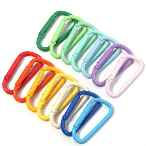 10pcs Alloy Carabiner Key Chain Clip Colorful D-shaped Spring Buckle Hook For DIY Outdoor Camping Handbag Key Ring Accessories
