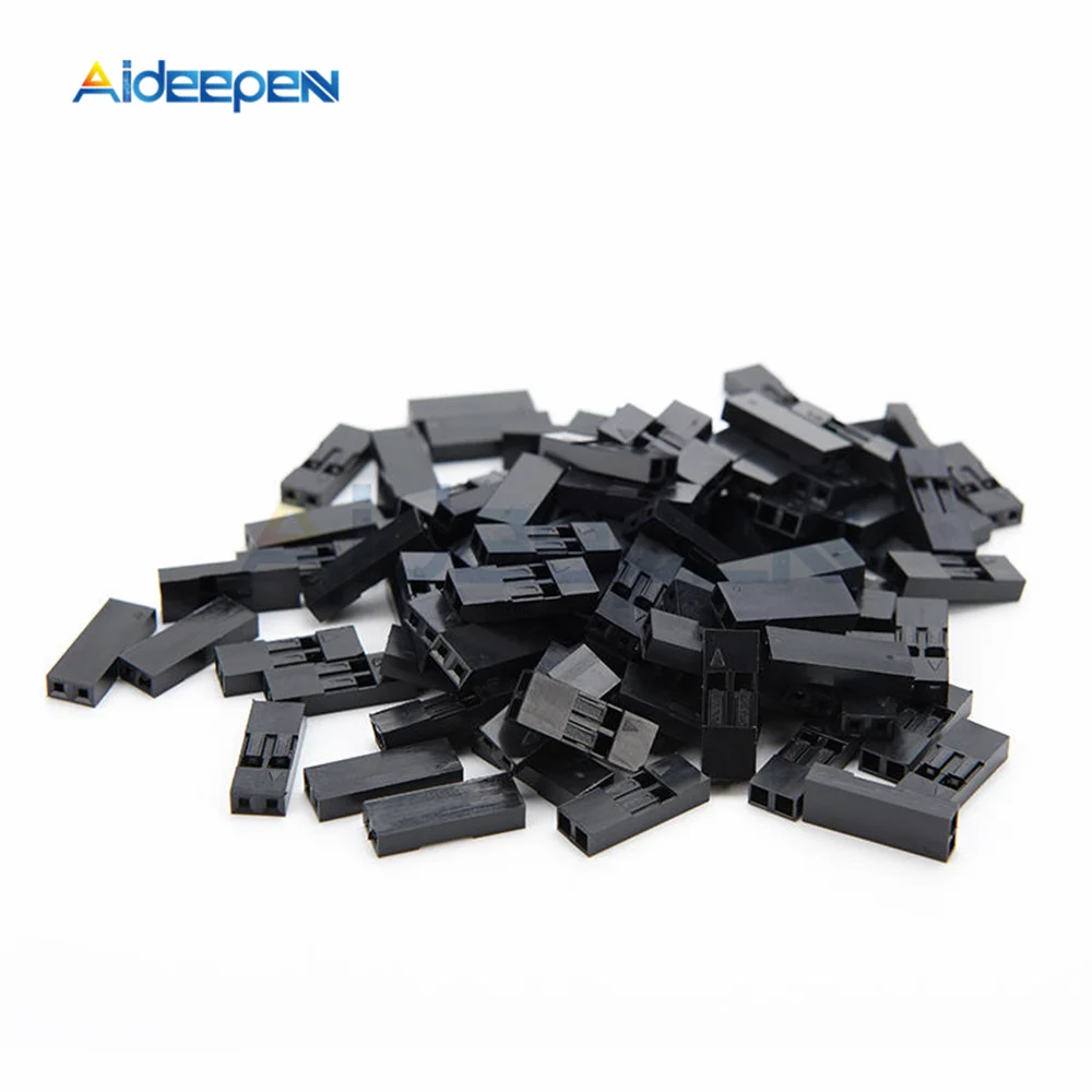 100Pcs/set 1 Pin 2 Pin 2.54mm Male/Female Dupont Jumper Wire Cable Connector Terminal With Black Plastic Housing Case Shell Box