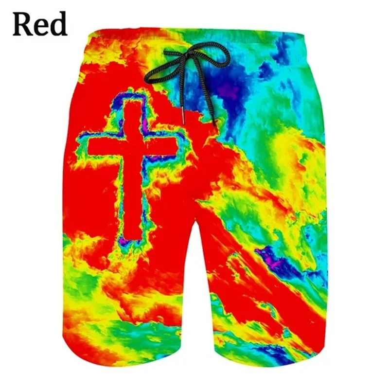 New Christian Jesus Cross 3d Printing Shorts Unisex Summer Casual Fashin Beach Sports Shorts For Men Water Sport Gym Short Pant