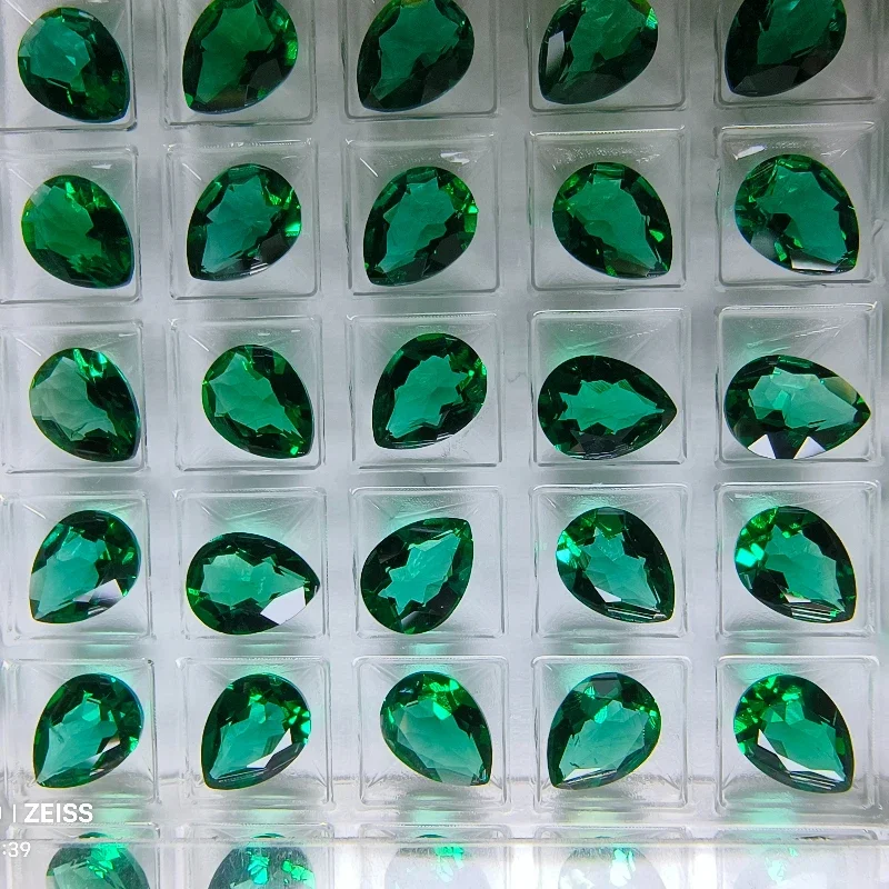 زمرد زامبيا المزروع في المختبر - حرارة مائية، قطع يدوي على شكل كمثرى، شهادة قابلة للاختيار لصنع المجوهرات #5