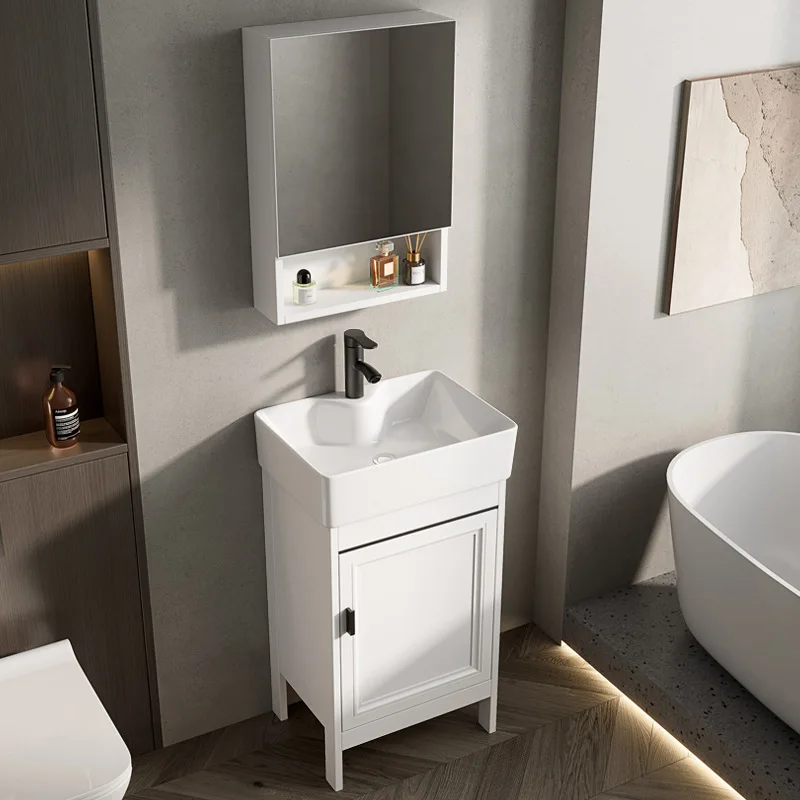 

Floor-to-ceiling wash basin Small apartment bathroom Washbasin cabinet combination Small size wash table Pool narrow and long