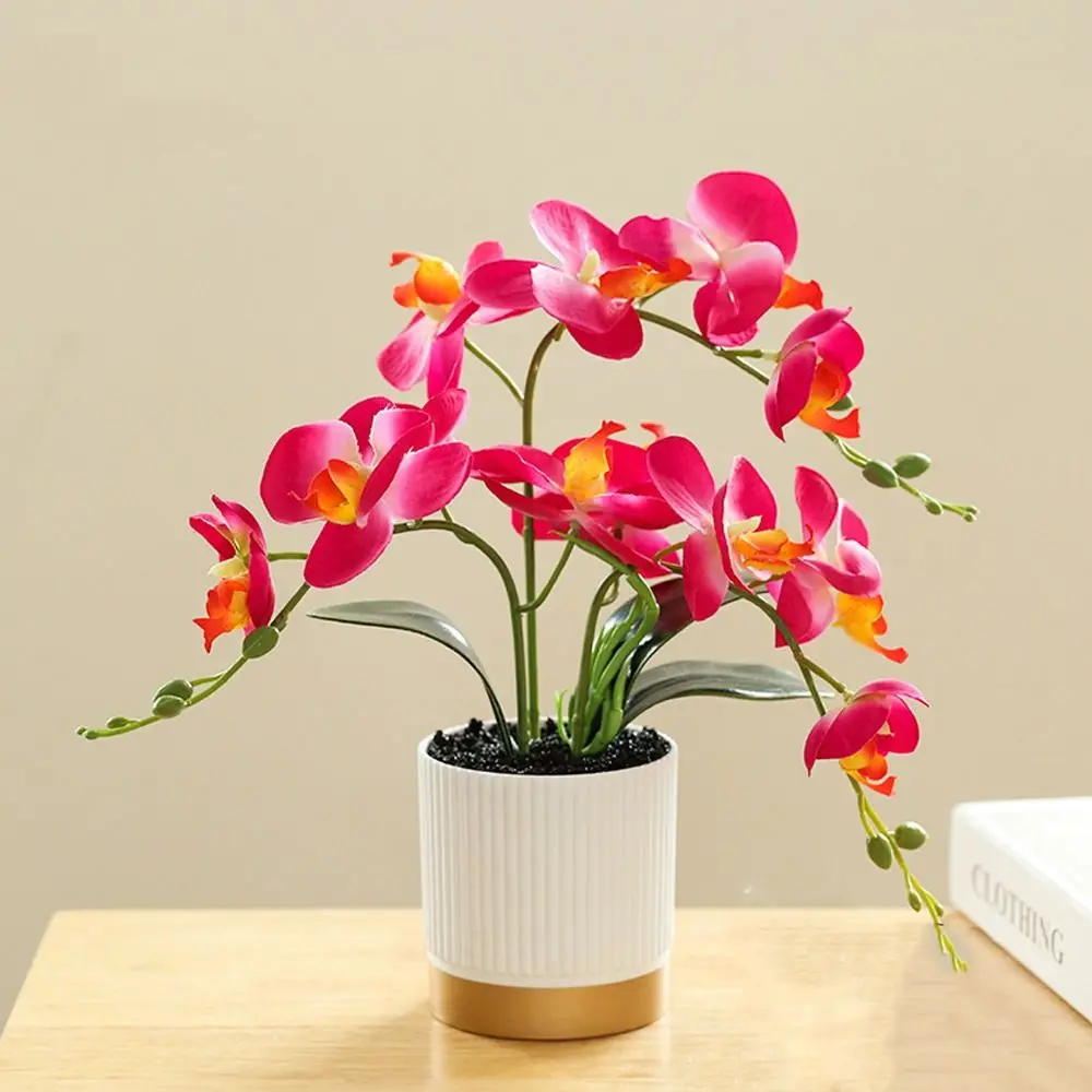 Simulation Flower Advanced Artificial Phalaenopsis 33cm Realistic Artificial Orchid Flower DIY Fake Phalaenopsis Bonsai Office