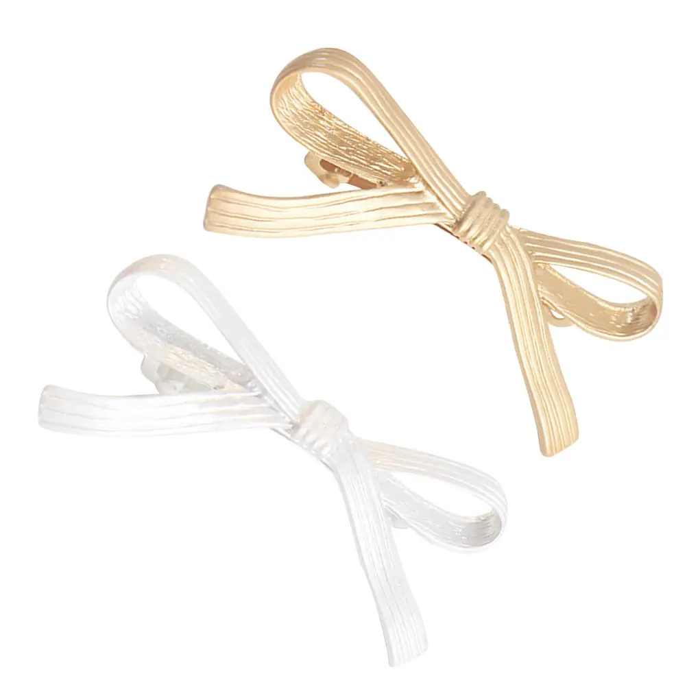 

2 шт. Заколки-бабочки с бантом, пружинные зажимы для волос из сплава, золотистые и серебристые, элегантные женские заколки-невидимки, украшения для волос на свадьбу