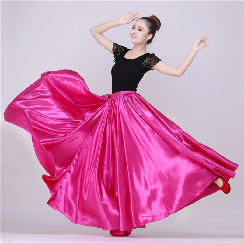 Xinjiang Uyghur Ethnic Dance Long Skirt Large Swing Half Skirt High Waist Maxi Skirt Folk Dance Rehearsal Competition Outfit