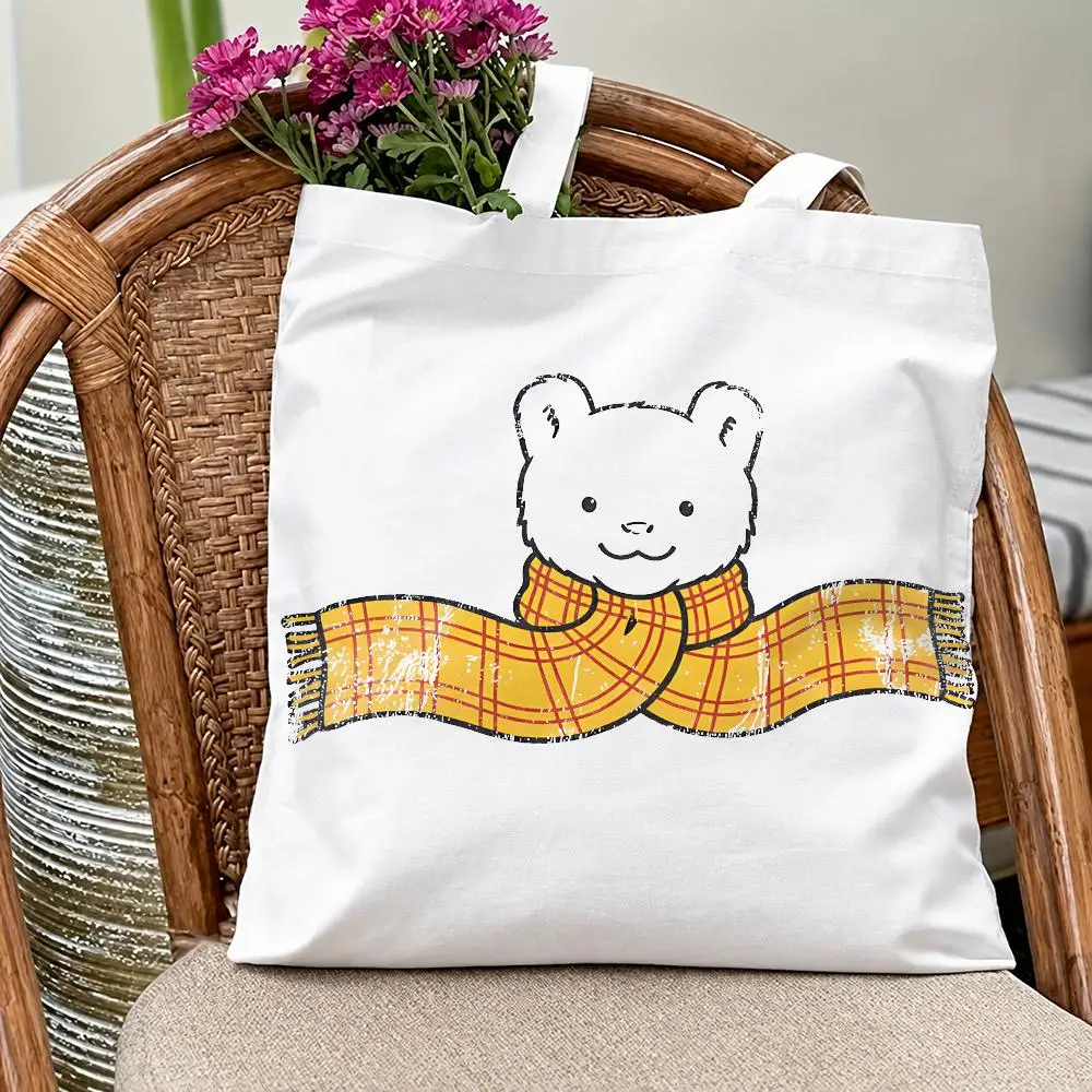 Classic Character R-Rupert BearS Storage Bags Eco Canvas Tote Odorless Reusable Double Print Shopping Bag