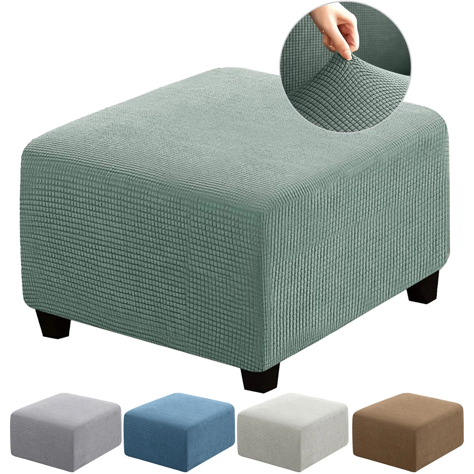 Funda de Taburete cuadrado Jacquard en forma de T, cubierta otomana, reposapiés elástico todo incluido, fundas para sala de estar y Hotel
