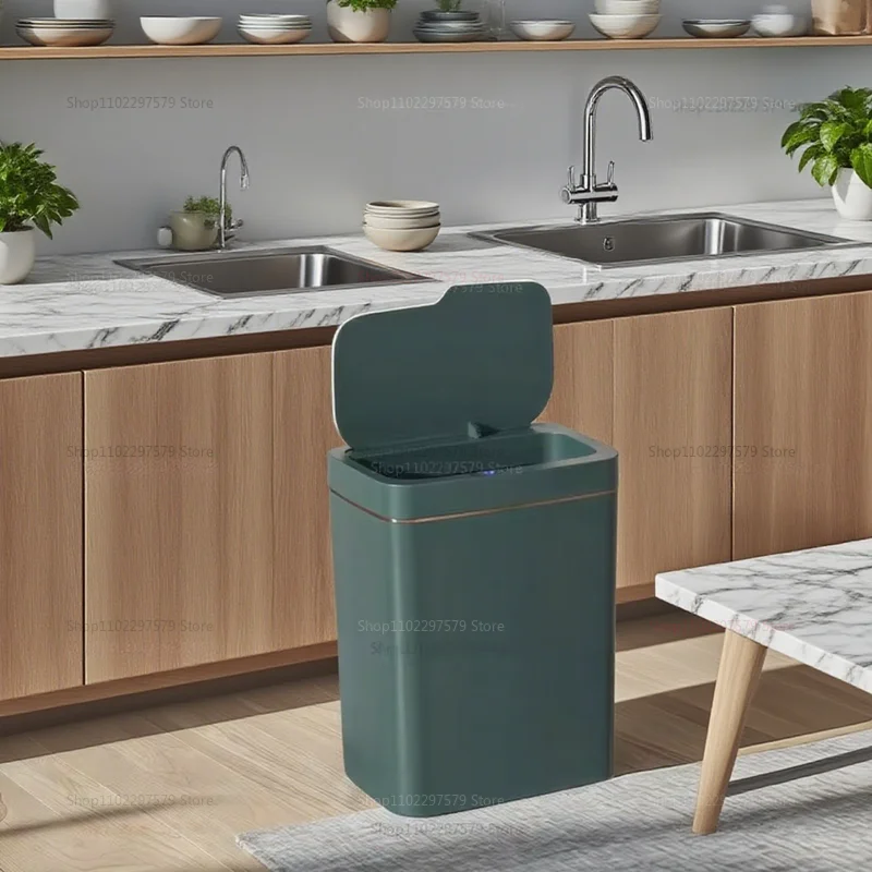 2025 جديد سلة المهملات الاستشعار الذكية 15L عدم الاتصال التلقائي سلة المهملات المنزل الذكي الحمام سلة المهملات التعبئة الإلكترونية الأبيض