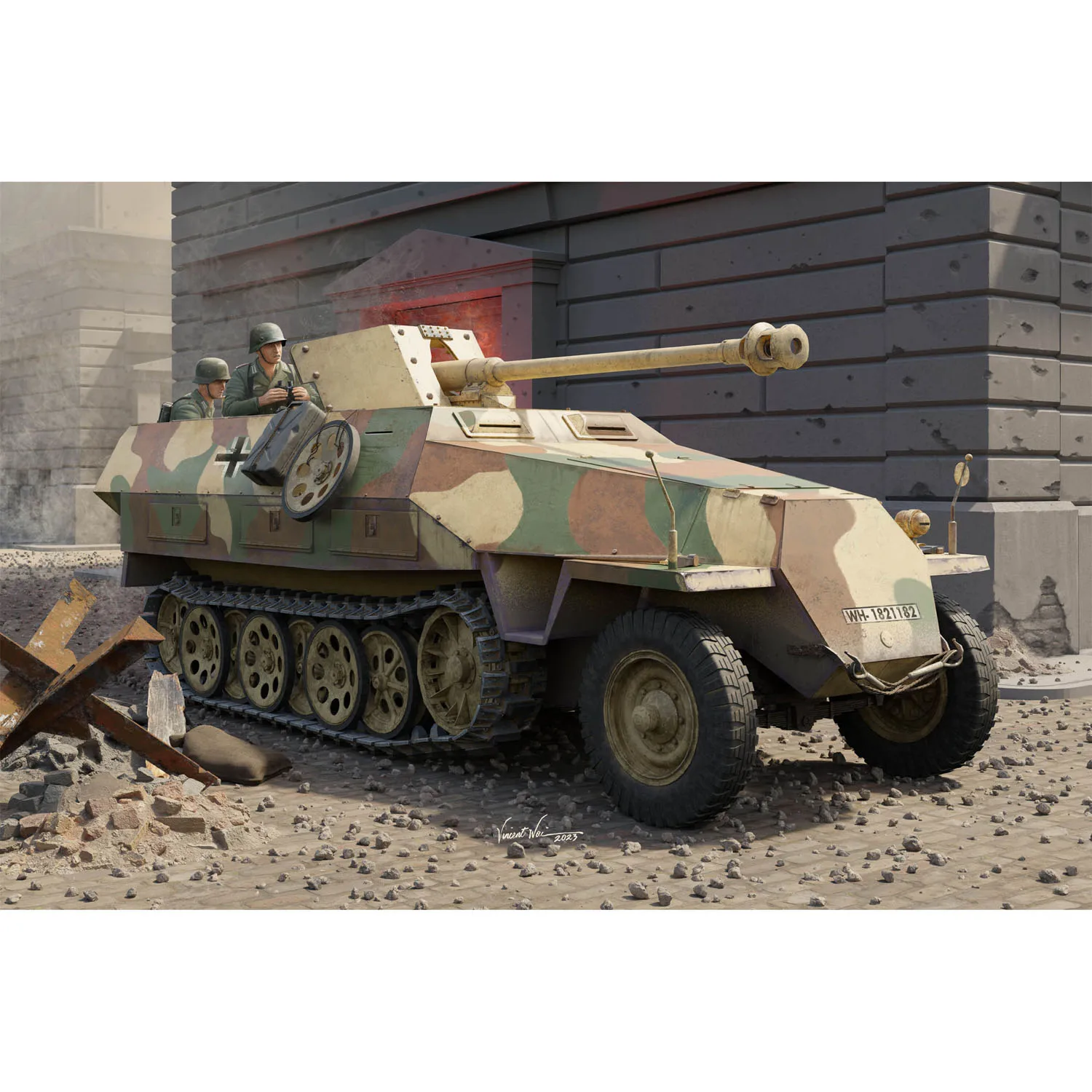 

Пластиковый самоходный противотанковый пистолет Trumpeter 1/16 масштаб Sd.Kfz 251/22D, модель автомобиля с статическим дисплеем, строительные комплекты TH24110