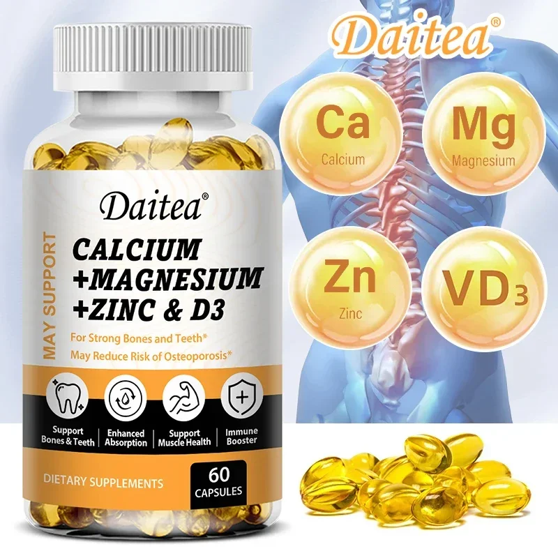 

Daitea Calcium Magnesium Zinc + D3 Vitamin Nutritional Supplement - Supports Bone Density and Muscle Health - Immune Support