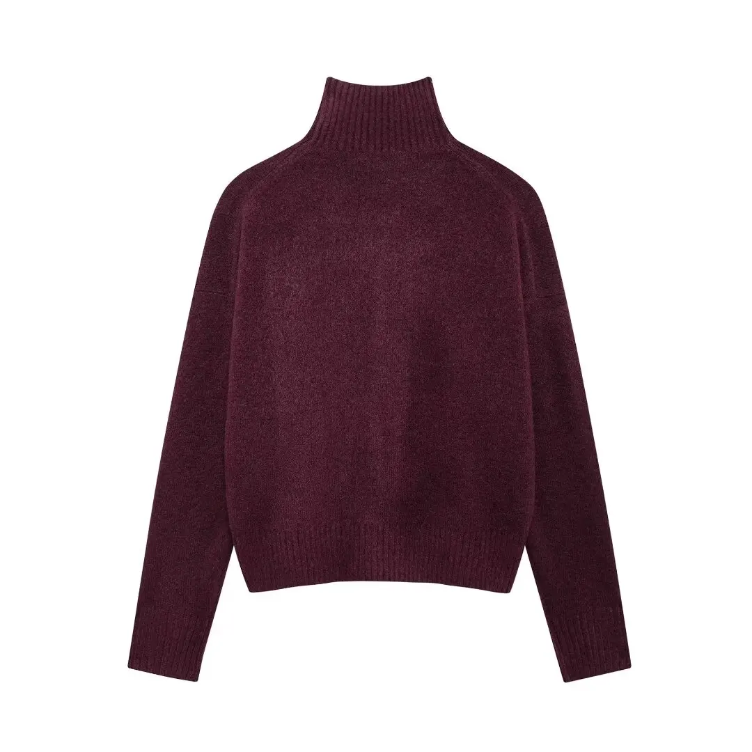 Tangada Women 2024 Winter Turtleneck Woolen Knitted Sweater Jumper Female Pullovers BE0450