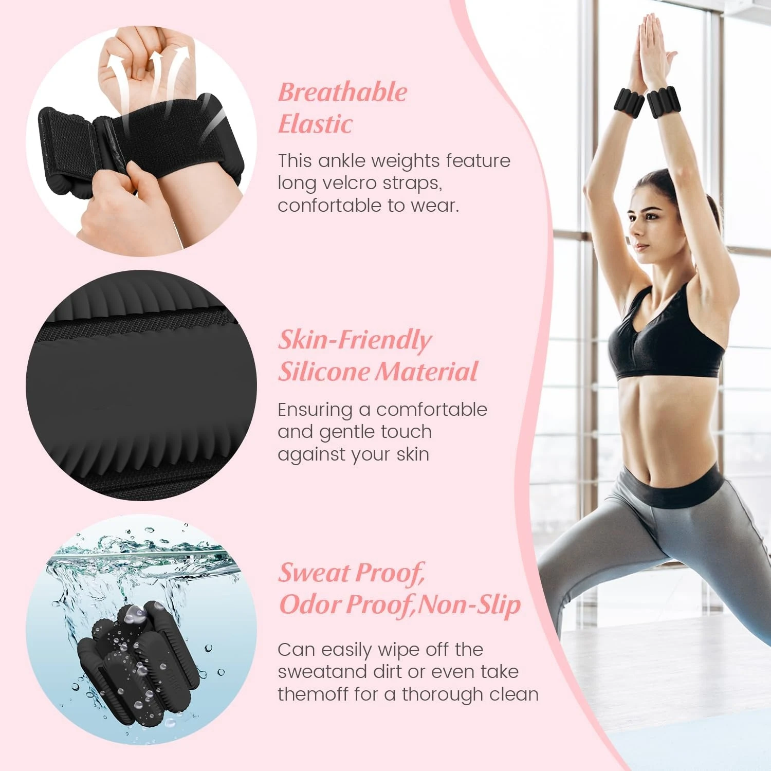 Silicone Weighted Adjustable Bracelets Wrist Ankle Weights Wristband for Unisex Workout Gym Exercise Sport