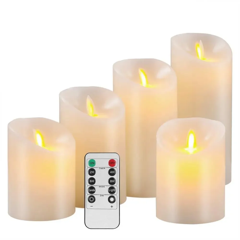 Flameless Wedding Decorative Candles Battery Operated Pillar Real Wax Wick Electric LED Candle Gift Sets with Remote Control