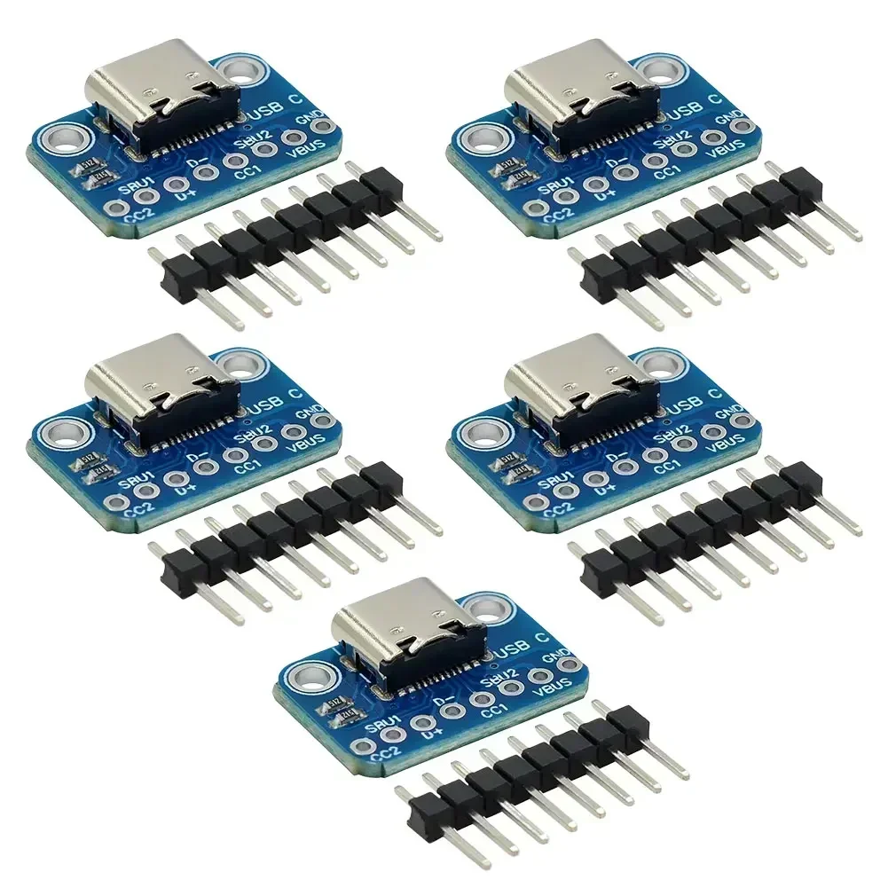 5 Pcs Of Type C For Breakout Boards USB To Pin Adapter Boards, Pre-soldered  For Test Measurement Tool Accessory
