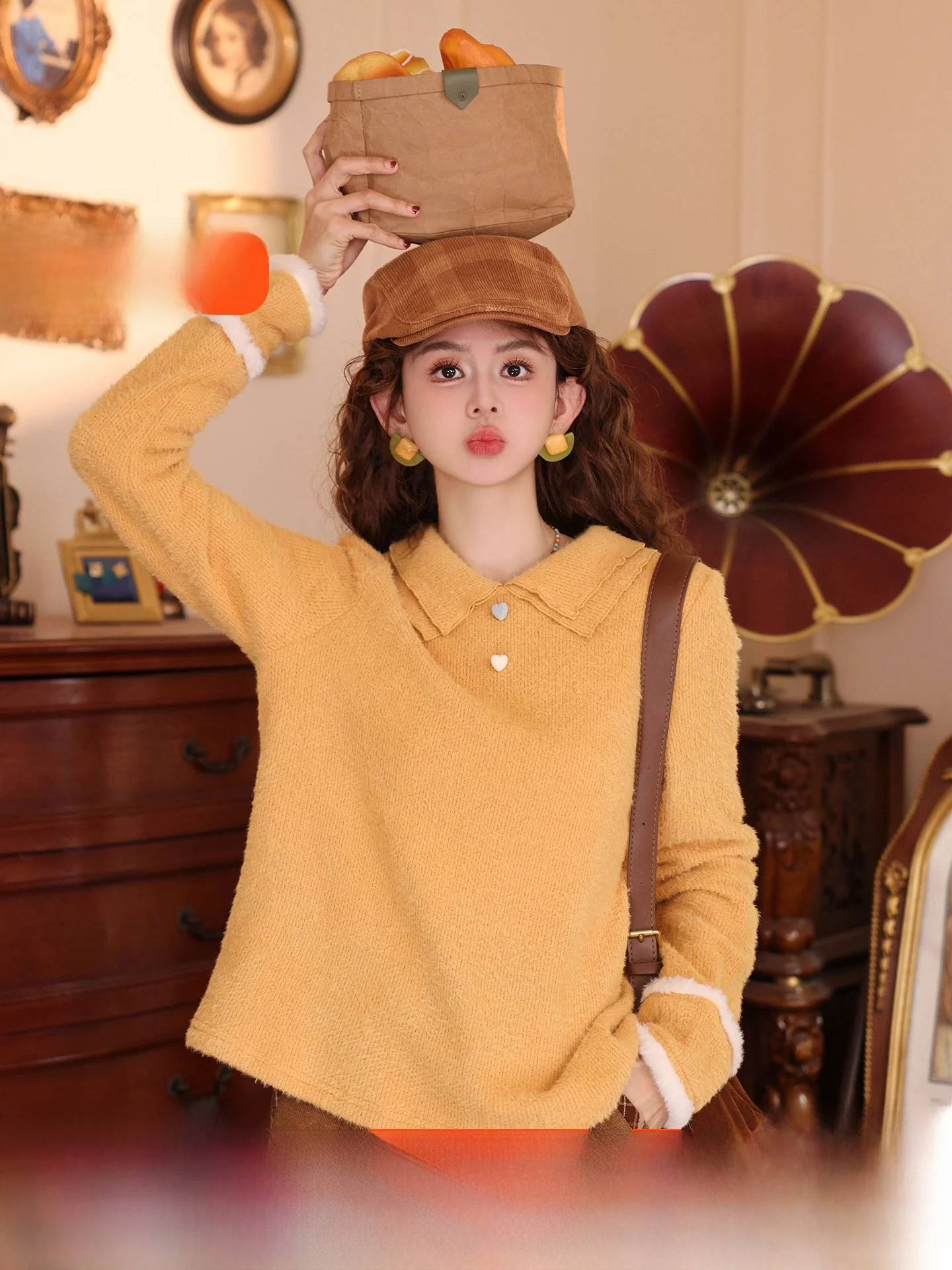 

McWaves Gold Layered Vintage T-irt Women's Loose Long Sve Base irt Inner Wear Top Comfortable Polyester Blend Knitted