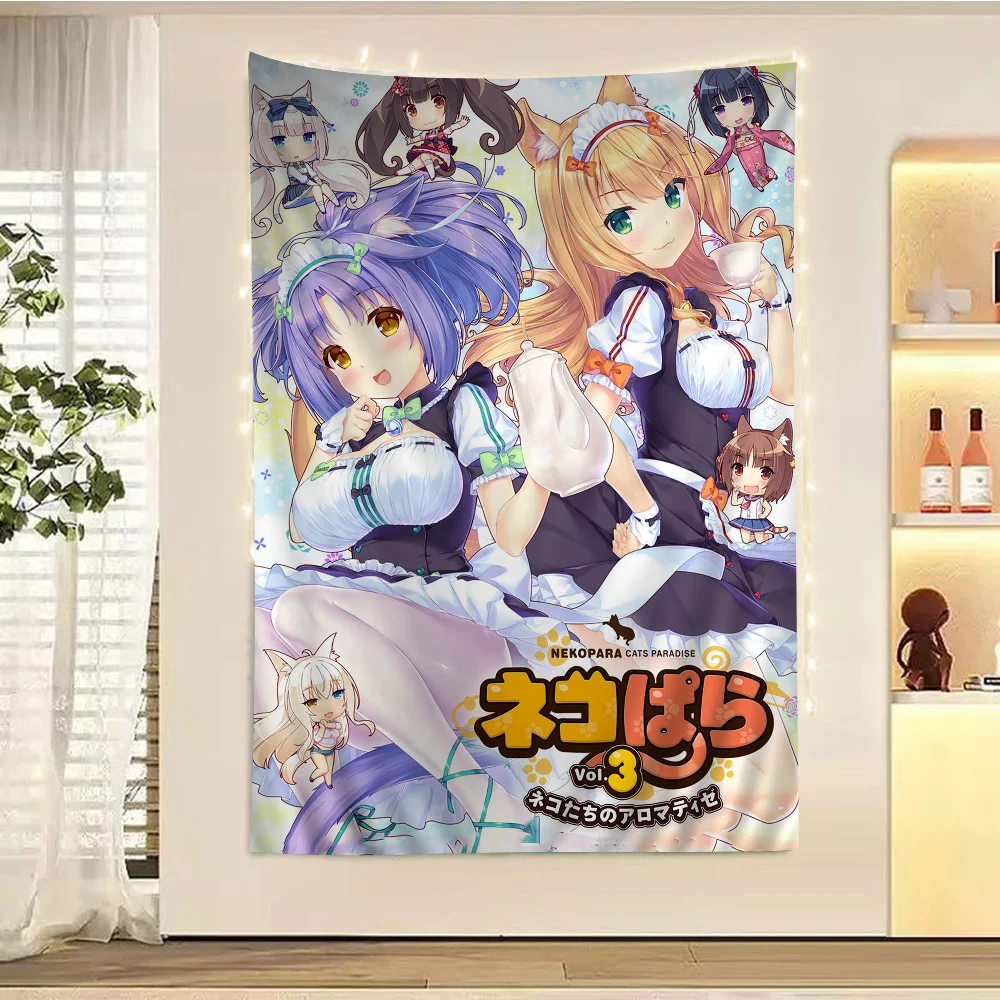 Nekopara Neko Chart Tapestry Art Science Fiction Room Home Decor Cheap Hippie Wall Hanging