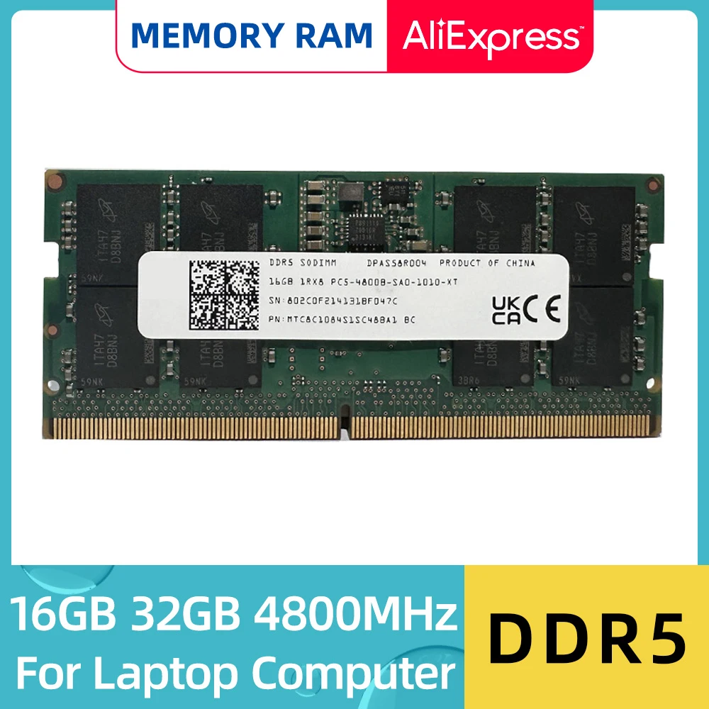 DDR5 16GB 32GB 4800MHz SODIMM PC5-34800 MTC8C1084S1SC488A1 BC 262Pin 1.1V for Laptop Notebook Memory Ram