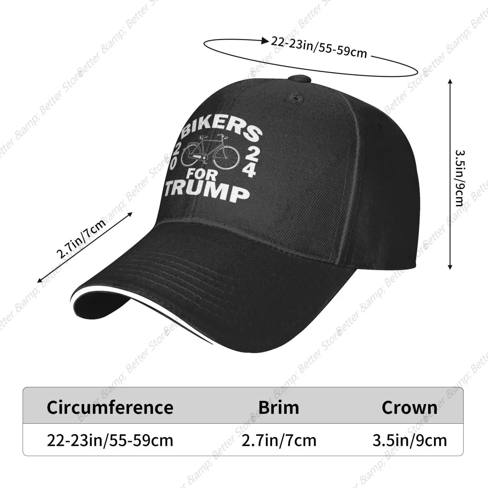 Casquette confortable pour motards Trump, noir, parfait pour les loisirs, 2024