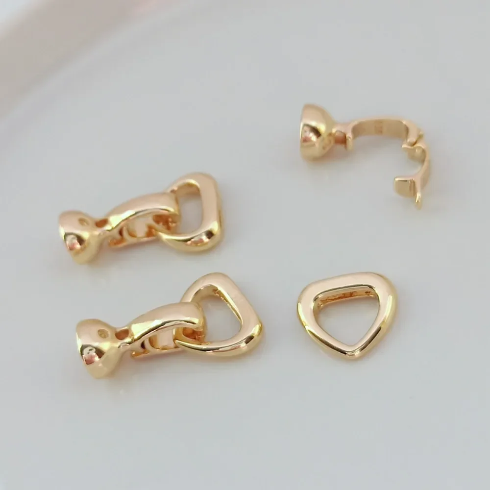 

14k Gold-plated Smooth Heart-shaped Link Clasp with Steel Seal 925 Necklace Bracelet Ending Clasp Handmade Diy Accessory