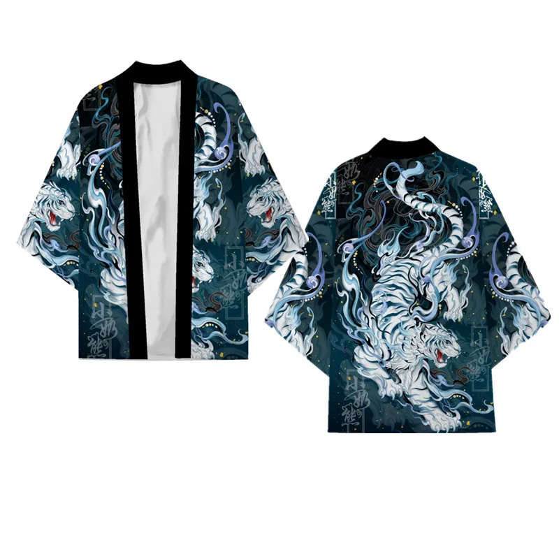 Anime Print Loose Cardigan For Men Women Japanese Streetwear Harajuku Haori Kimono Cosplay Top Shirts Yukata