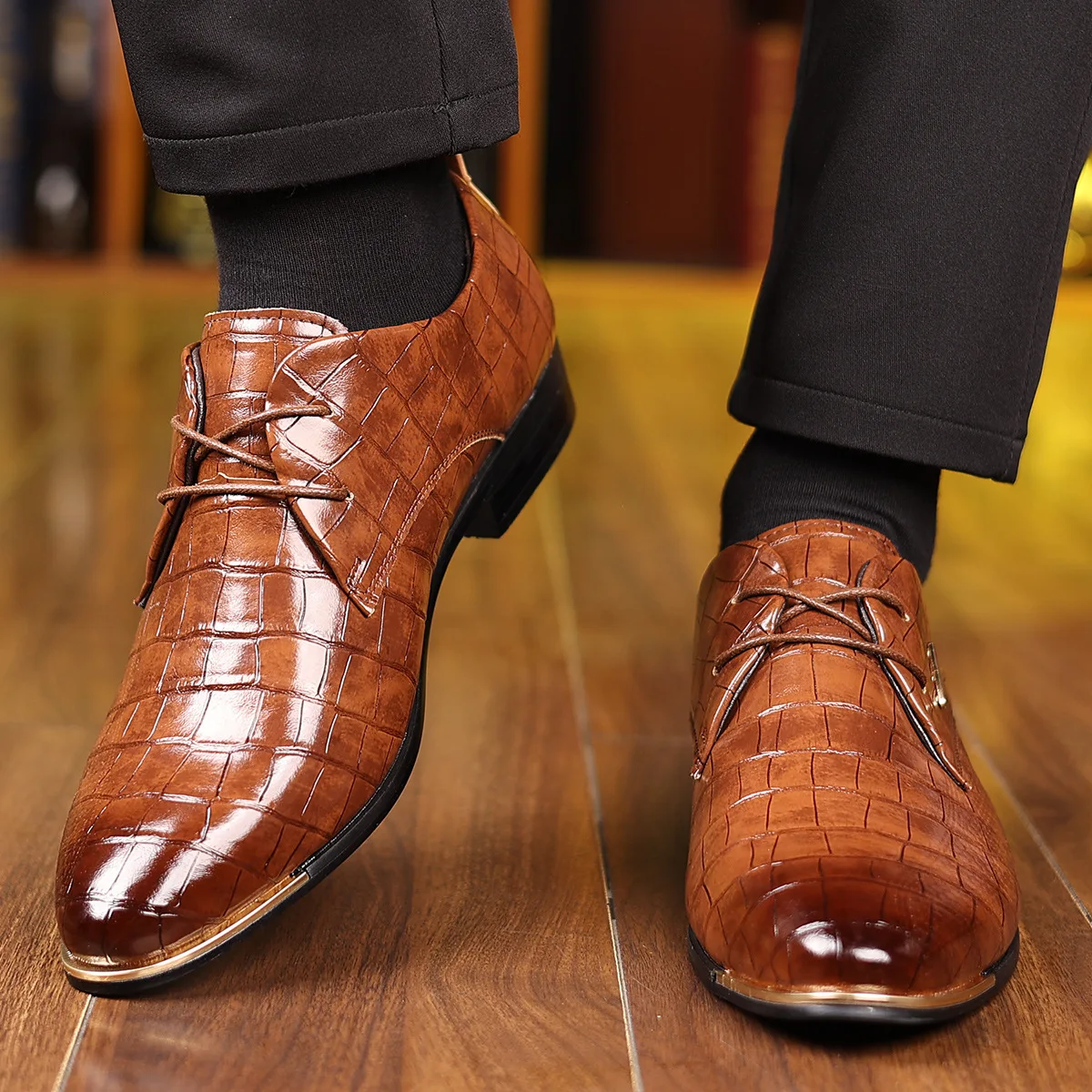Soft Leather Shoes Men's Office Pointed Toe Men Business Formal Shoes Fashion W… - Image 5