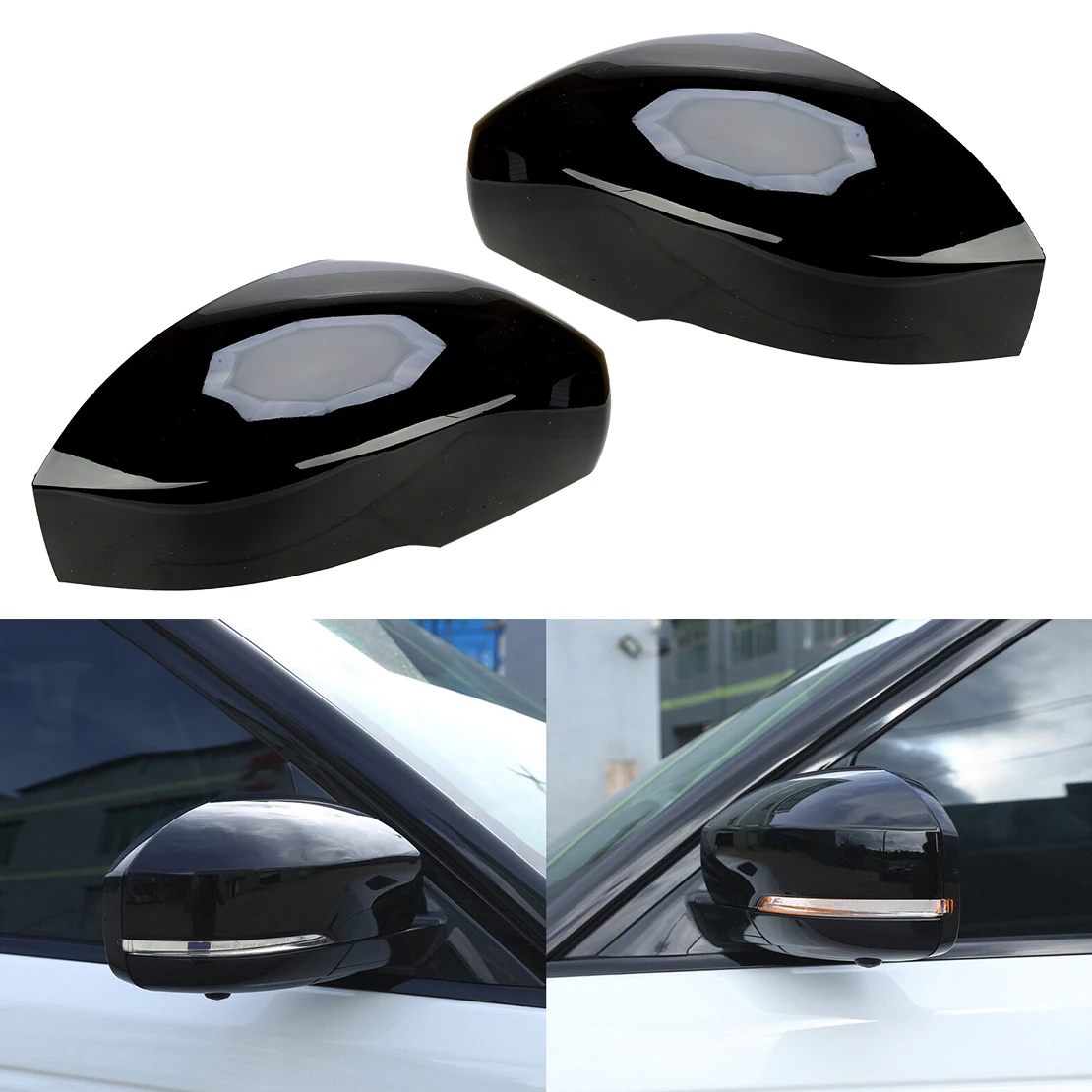 

1 Pair Car Front Left & Right Side View Mirror Cover Cap Fit for Land Rover Range Rover Sport 2014-2019 2020 2021 Glossy Black