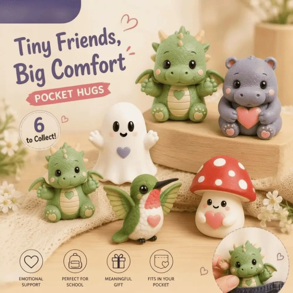 Cute Plastic Animal Ornaments Resin Pocket-Sized Mini Animal Figurine Inspirational Card Pocket Hug Gifts Long Distance Keepsake