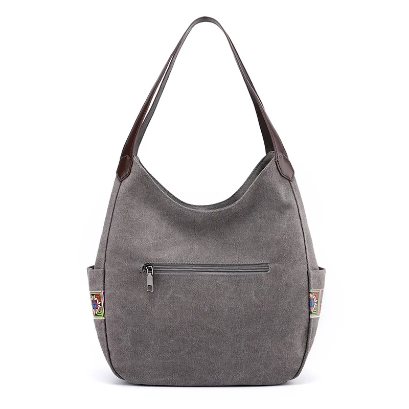 Borsa da donna borsa in tela borsa a tracolla portatile stampata borsa per la spesa Casual multistrato in stile etnico alla moda e semplice