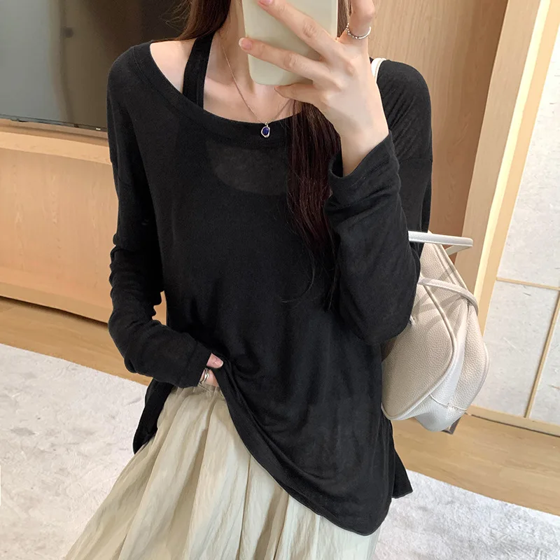 2025年ベーシックソフトTシャツ レディース 夏秋 長袖 ルーズボトムTシャツ レディース カジュアル ニット ソフト ウィメンズ トップス
