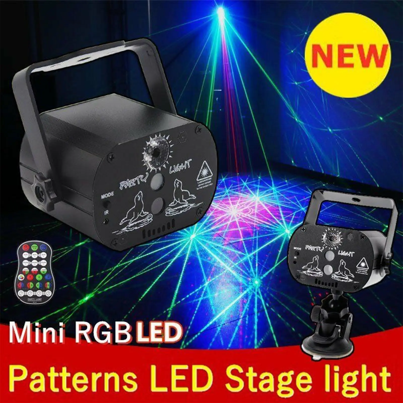 rgb led stage laser beam light decoracao de natal 3 hole 64 projecao padrao disco lights lampada do palco com controle remoto 01