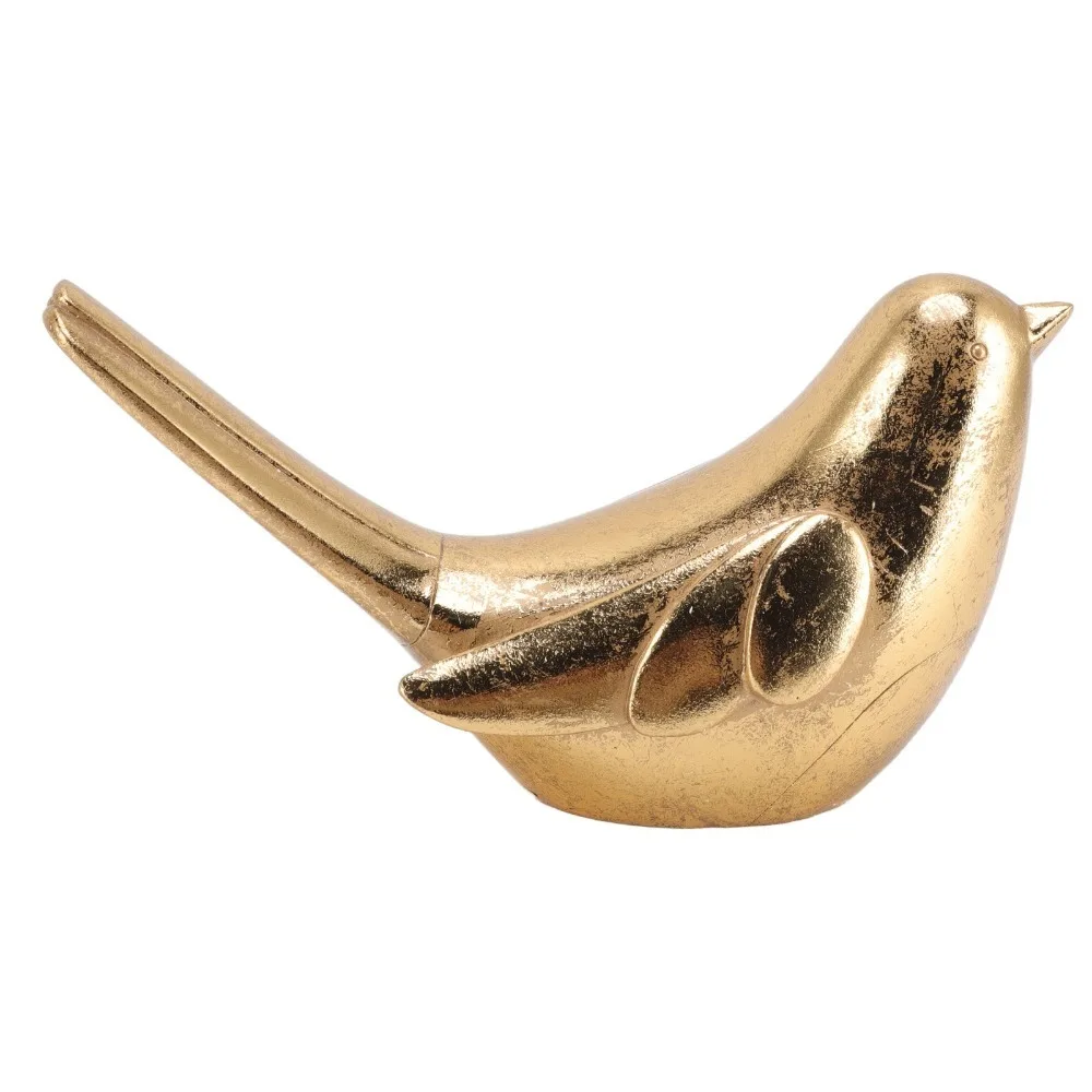 Resin Medieval Vintage Bird Resin Statue Bird Indoor and Outdoor Compatible Small Animal Indoor Outdoor Decor Gold
