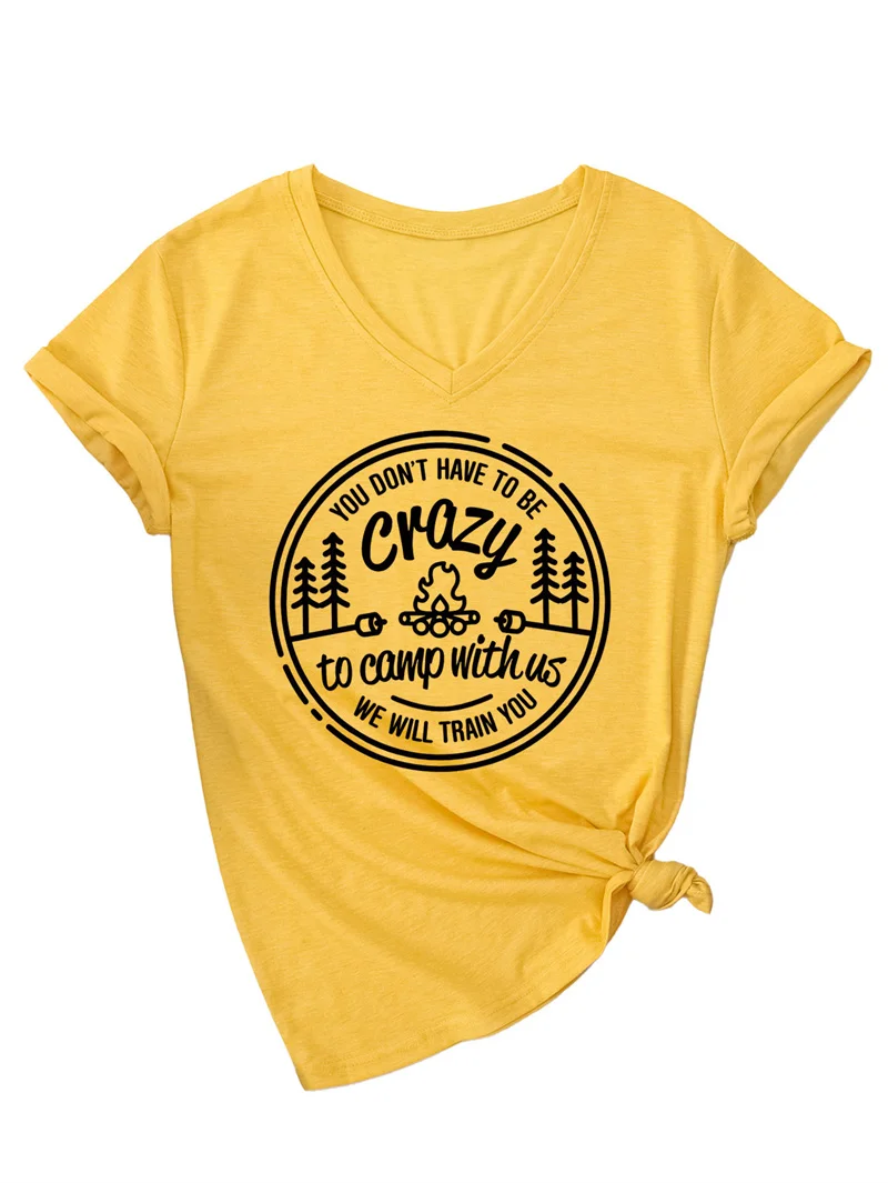 Fashion women's cotton personality V-neck short-sleeved top you don't have to be crazy new summer fashion T-shirt