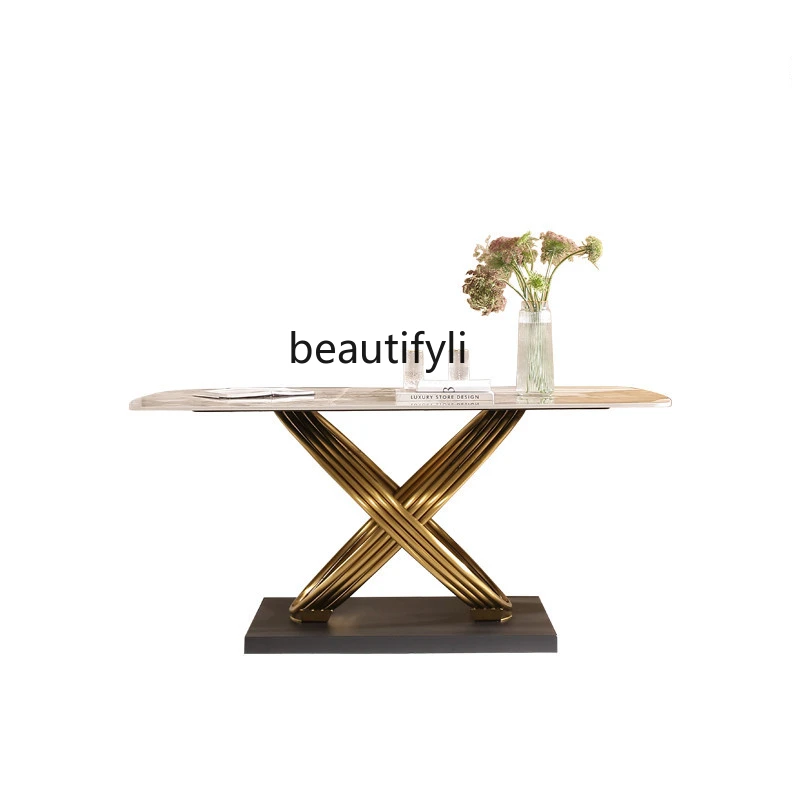 

Italian Minimalist Light Luxury Dining Table Household Restaurant Minimalist Stone Plate Dining Tables and Chairs