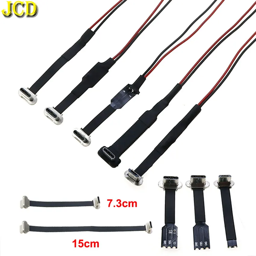 JCD Micro USB C tipo C FPC 2 pines 3 pines con resistencia R1 Cable plano suave enchufe macho Cable de extensión de Cable de carga rápida para teléfono móvil