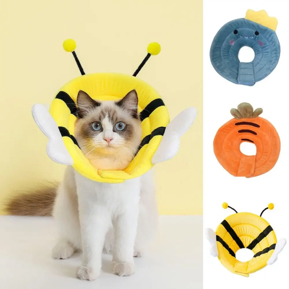 Soft Bee Shape Cat Recovery Collar Cotton Adjustable Cat Elizabethan Collar Anti-biting Anti-licking Dog Elizabeth Circle