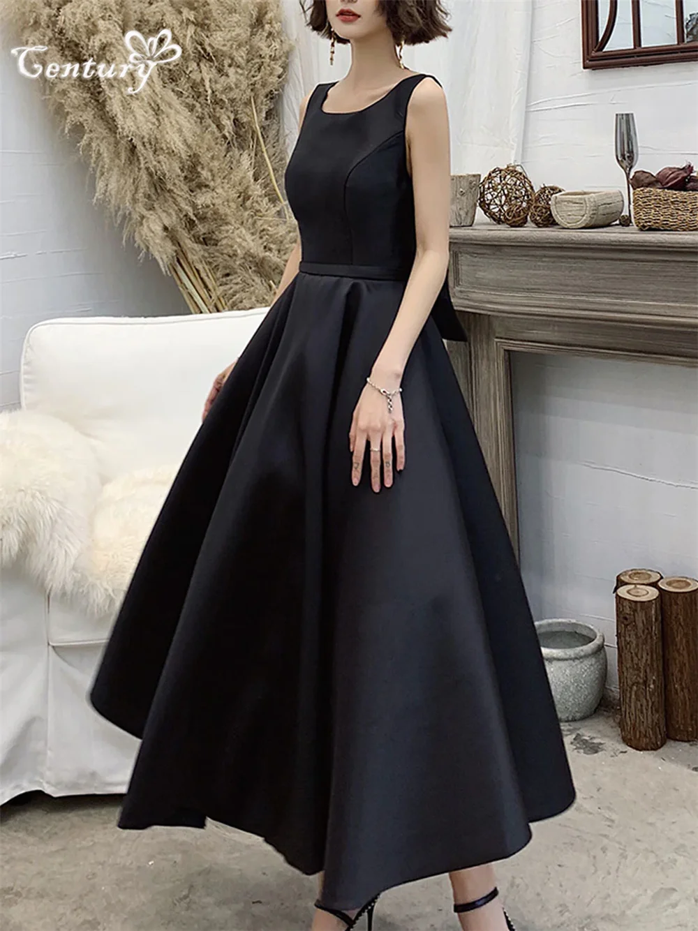 Red Arabic Prom Dresses Long Big Bow Backless Ankle Length Satin Dubai Evening Formal Dress Wedding Party Gowns Customized