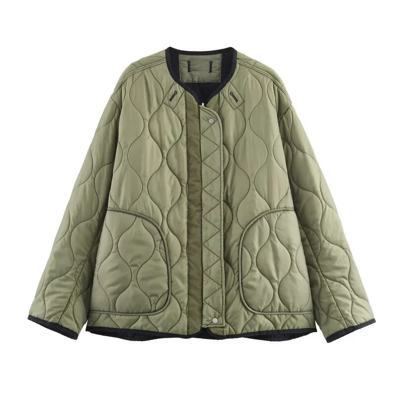 

Женская двусторонняя куртка на хлопковой подкладке, топы с круглым вырезом, утепленное свободное теплое зимнее пальто, модная женская верхняя одежда, куртка