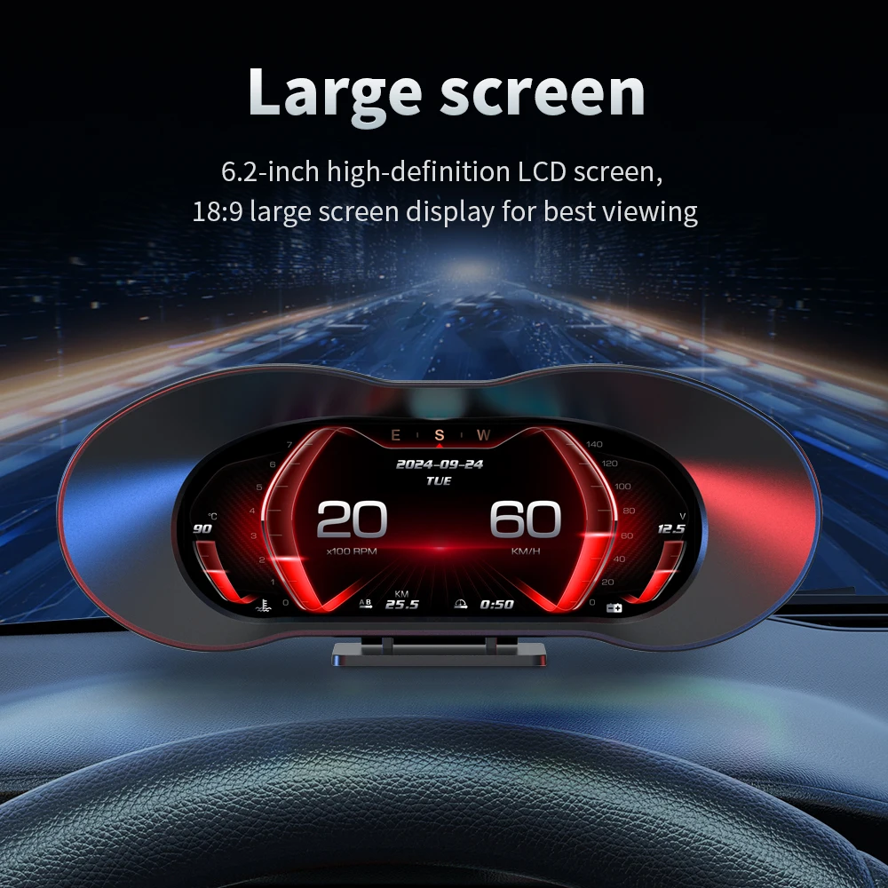 P5 Car Navigation Projection OBD2+GPS+Slope Car Projector OBD HUD Total Mileage CarTurbo Boost Security Alarm Water&Oil Temp RPM