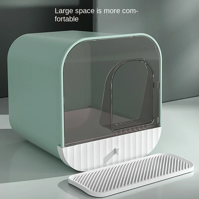 Imagem -03 - Anti-splash Cat Litter Box Vaso Sanitário Fechado do Gatinho Grande Espaço Porta Escura Villa Suprimentos Reduzir o Odor Design de Luxo